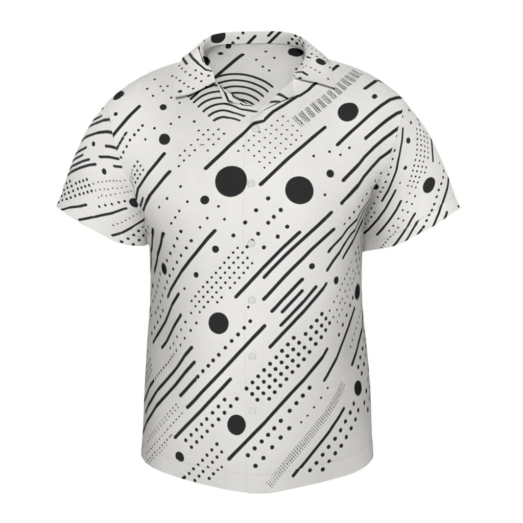 Minimalistic Black And White Short Sleeves Men's Shirt