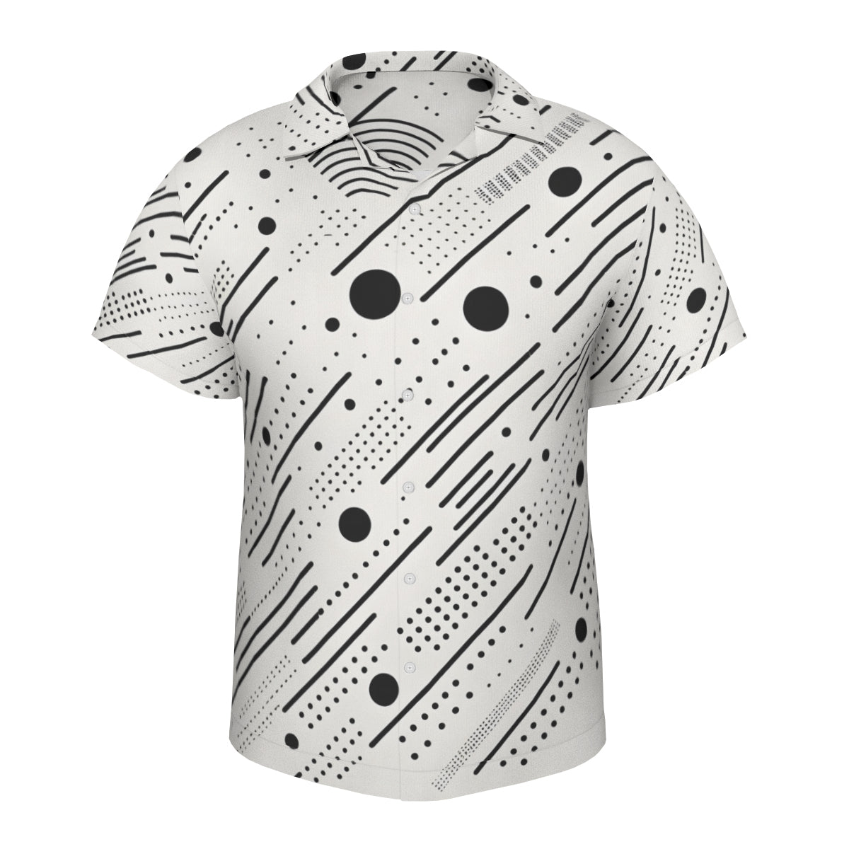 Minimalistic Black And White Short Sleeves Men's Shirt