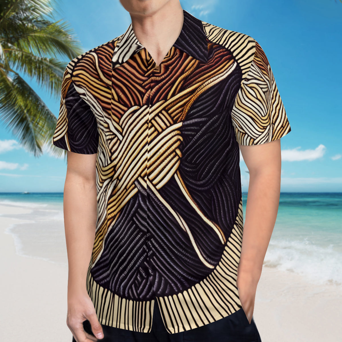 Interwoven Thread Design Short Sleeves Men's Shirt