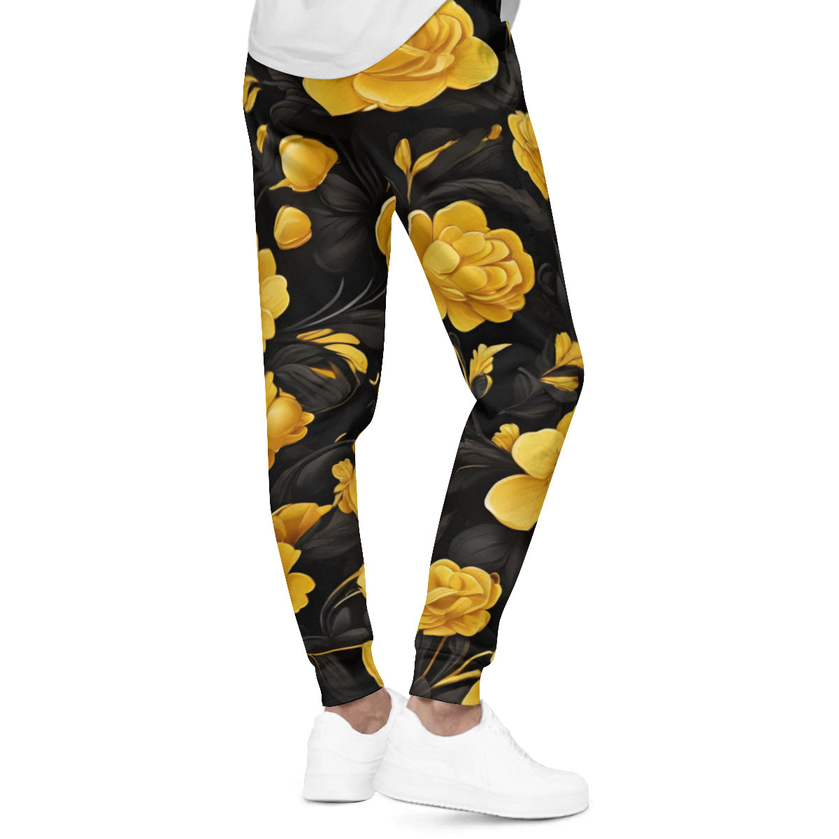 Yellow Black Men's Adult Hoodie Set (Double-Layer Hood) | Health Fabric