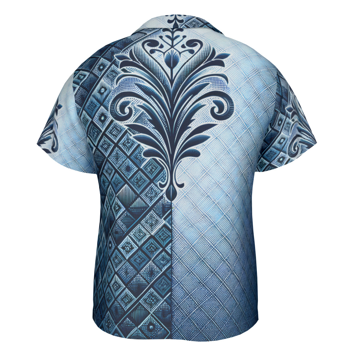 Blue Design Short Sleeves Men's Shirt