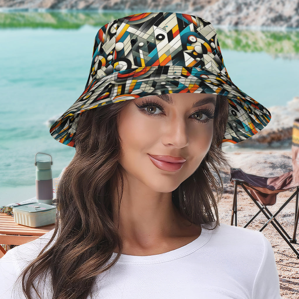 Abstract Double-Sided Unisex Polyester Bucket Hat