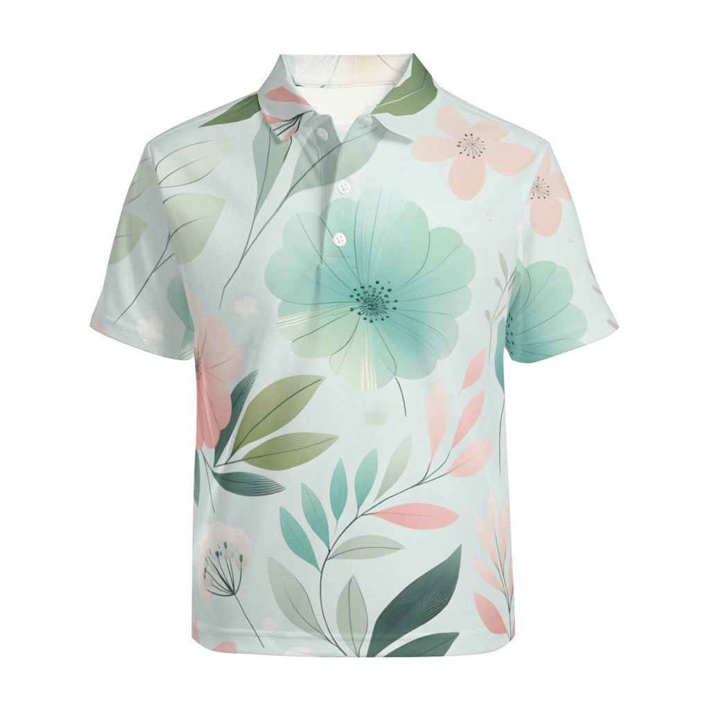Minimalistic Floral Men's Premium European Size POLO Shirt | 95% Polyester+5% Spandex