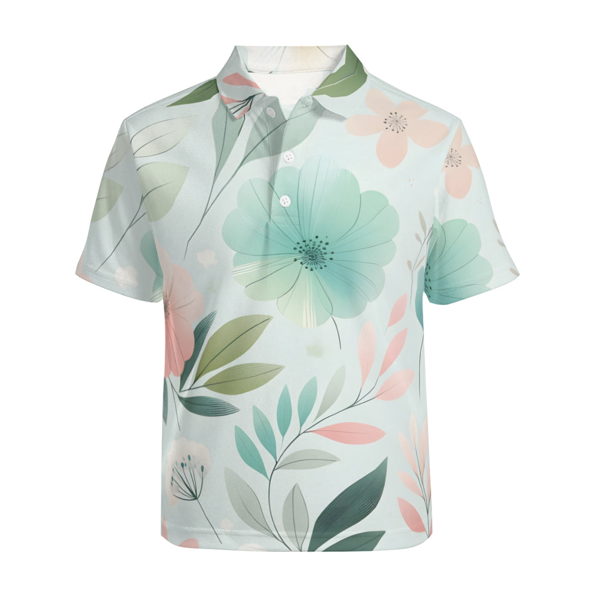 Minimalistic Floral Men's Premium European Size POLO Shirt | 95% Polyester+5% Spandex