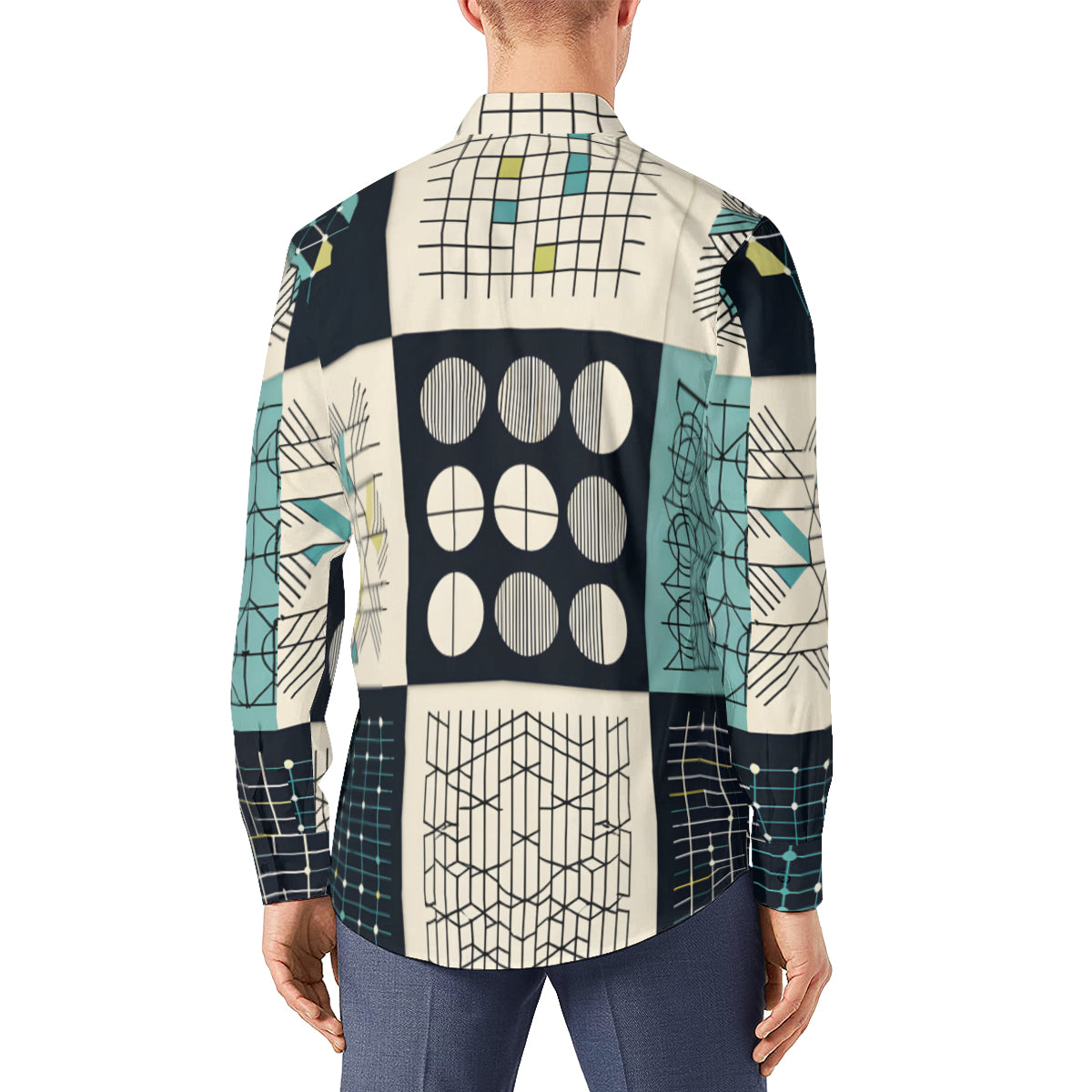 Minimalistic Geometric Long Sleeves Men's Shirt