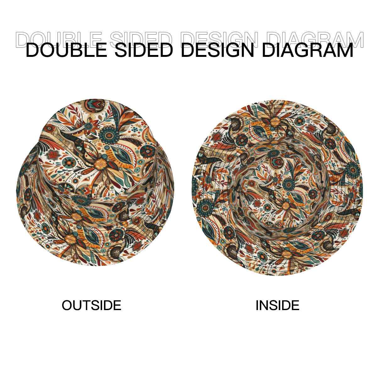 Abstract Brown Double-Sided Unisex Polyester Bucket Hat