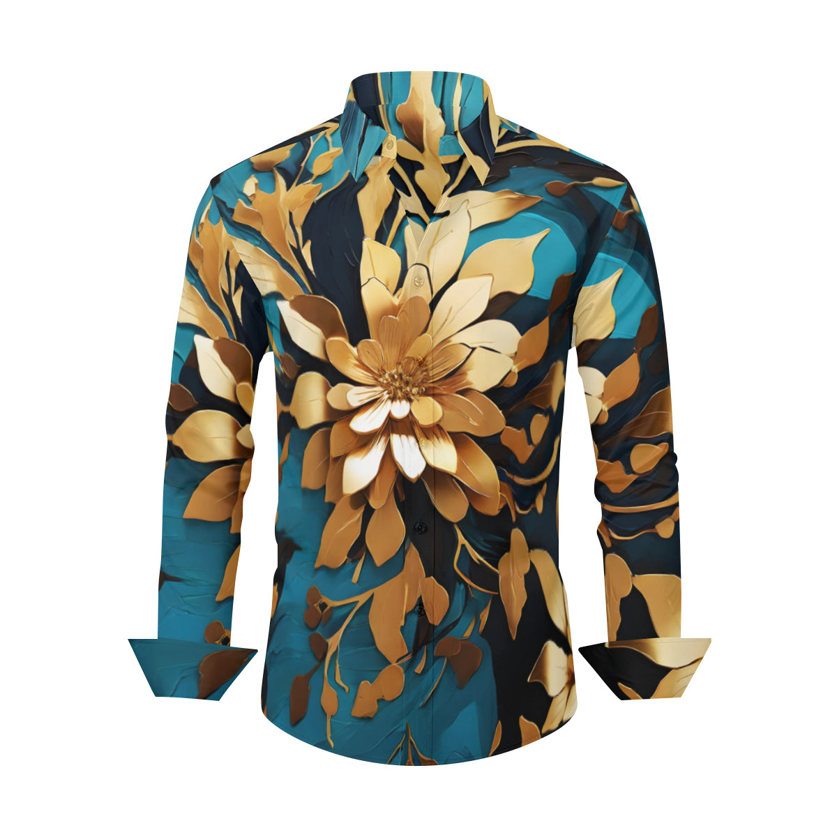 Abstract Floral Long Sleeves Men's Shirt
