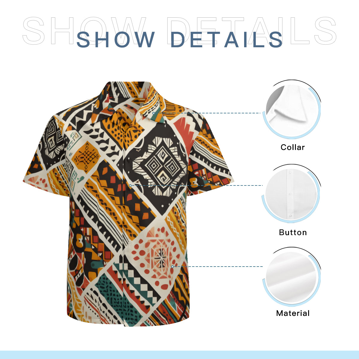 African Pattern Short Sleeves Men's Shirt