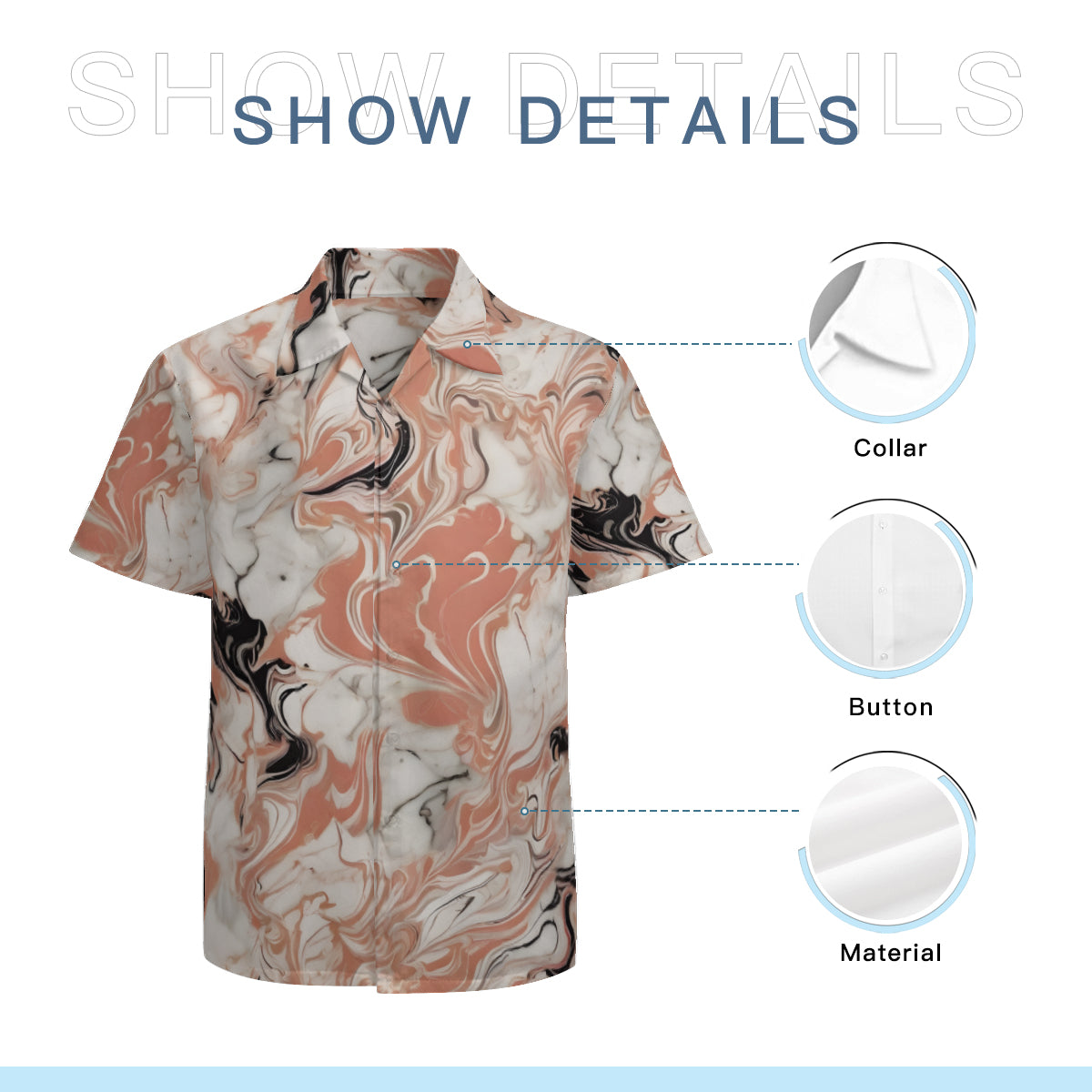 Marble Pattern Short Sleeves Men's Shirt