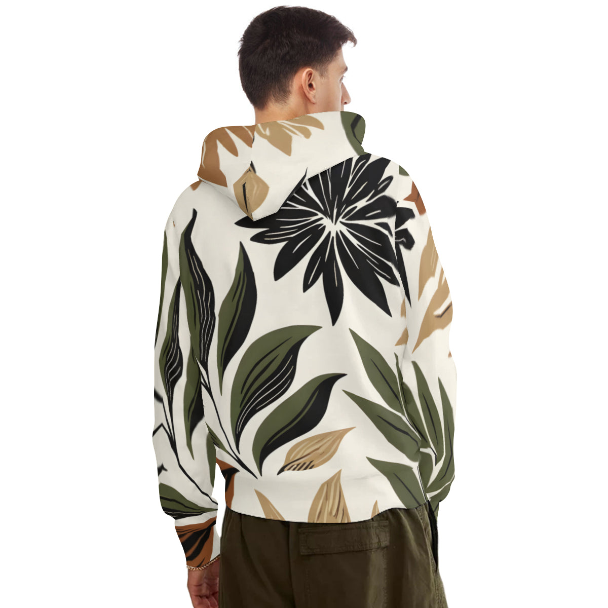Botanical Leaves Men's Adult Hoodie Set (Double-Layer Hood) | Health Fabric
