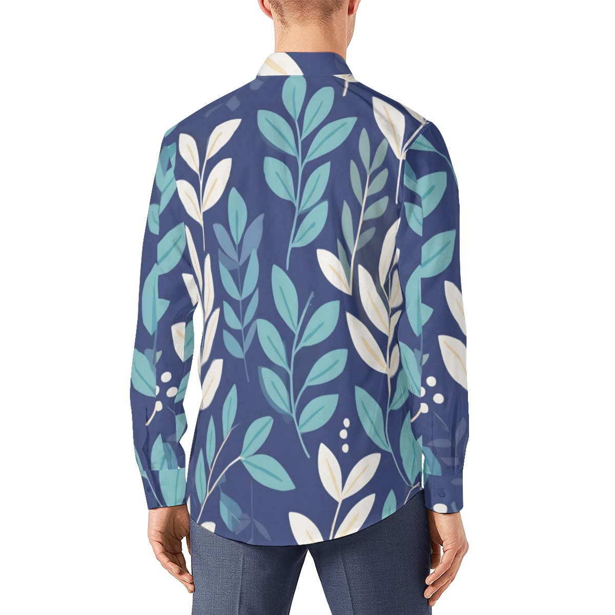 Floral Men's Classic Long-Sleeved Shirt | Polyester