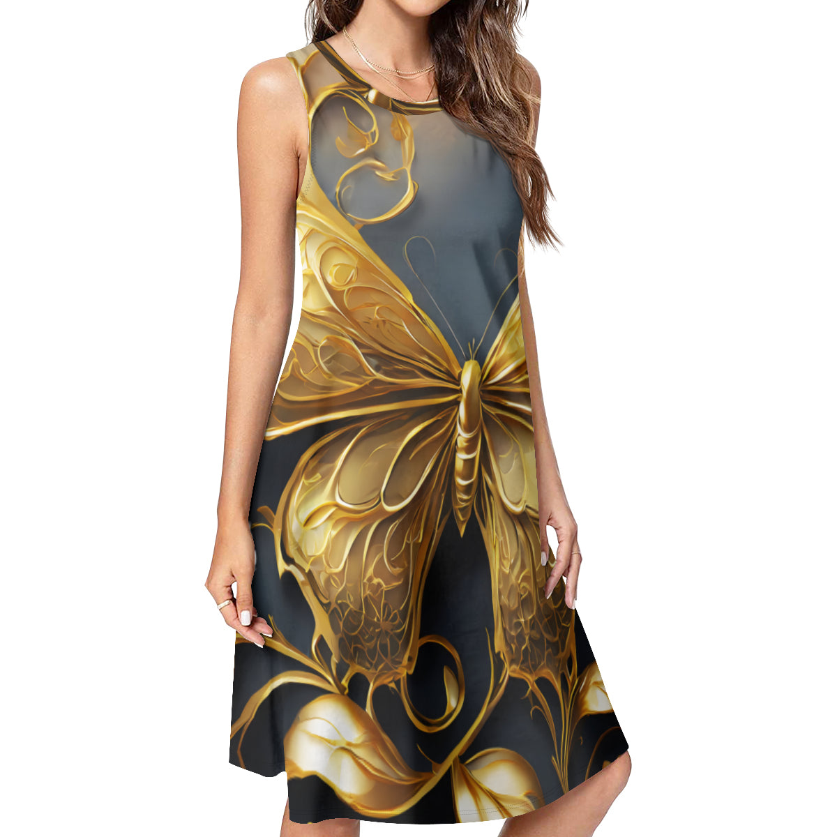 Golden Butterfly Women's Casual Dress | Polyester