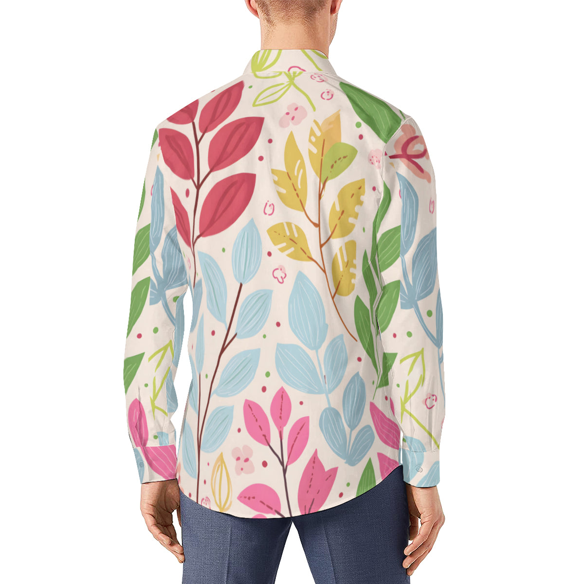 Floral Men's Classic Long-Sleeved Shirt | Polyester