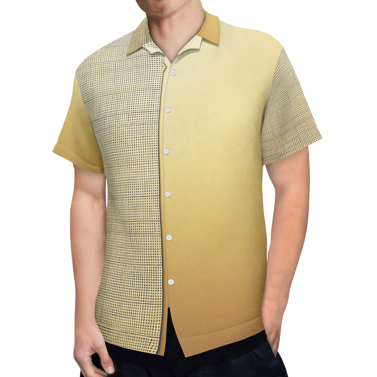Minimal Gold Check Short Sleeves Men's Shirt