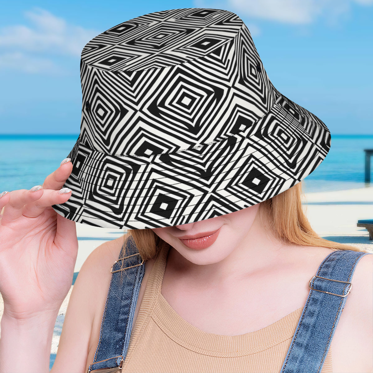 Black And White Double-Sided Unisex Polyester Bucket Hat