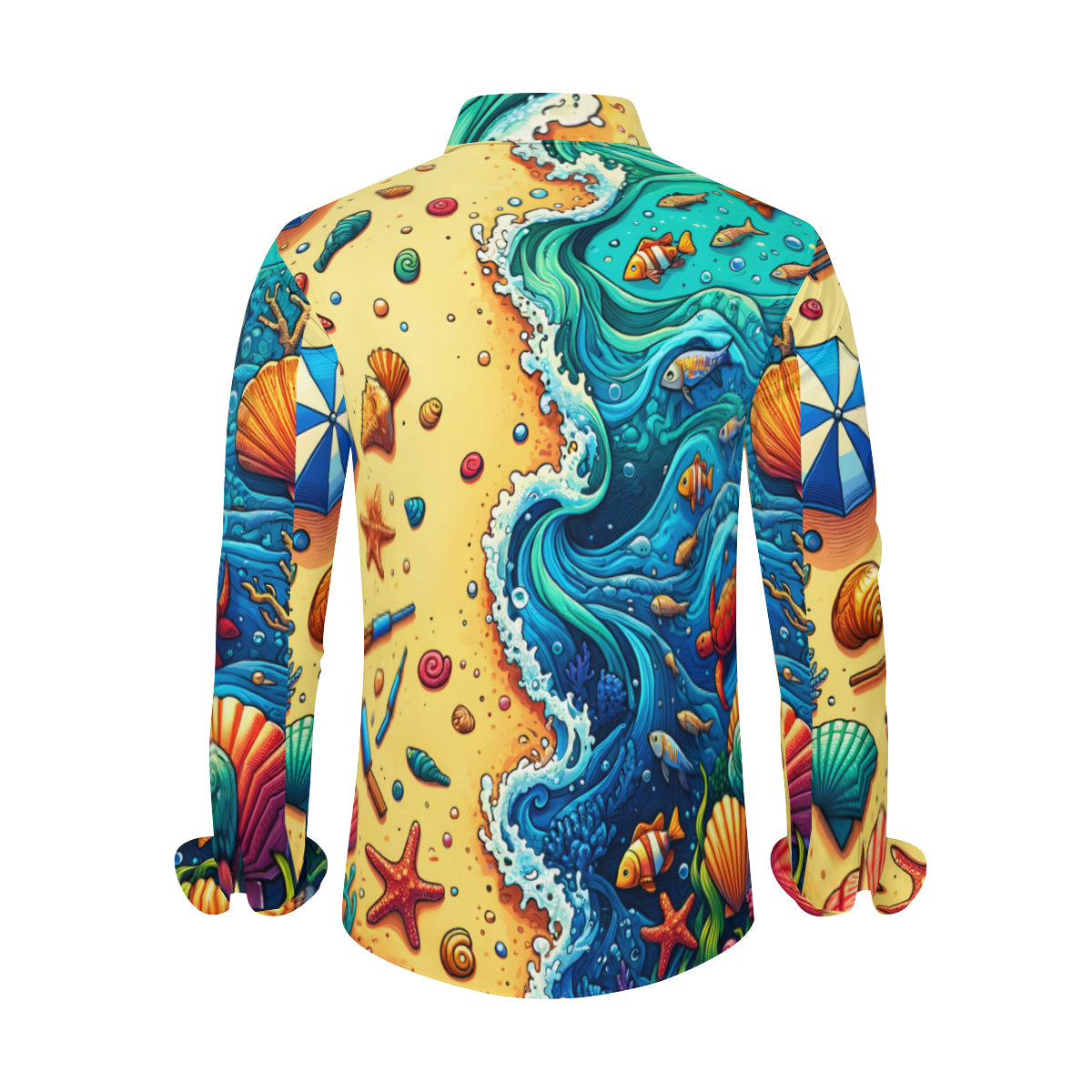 Beach And Ocean Long Sleeves Men's Shirt