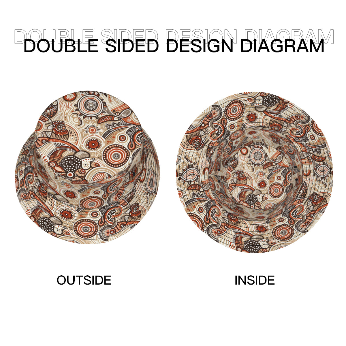 Aboriginal Doodle Pattern Double-Sided Unisex Polyester Bucket Hat