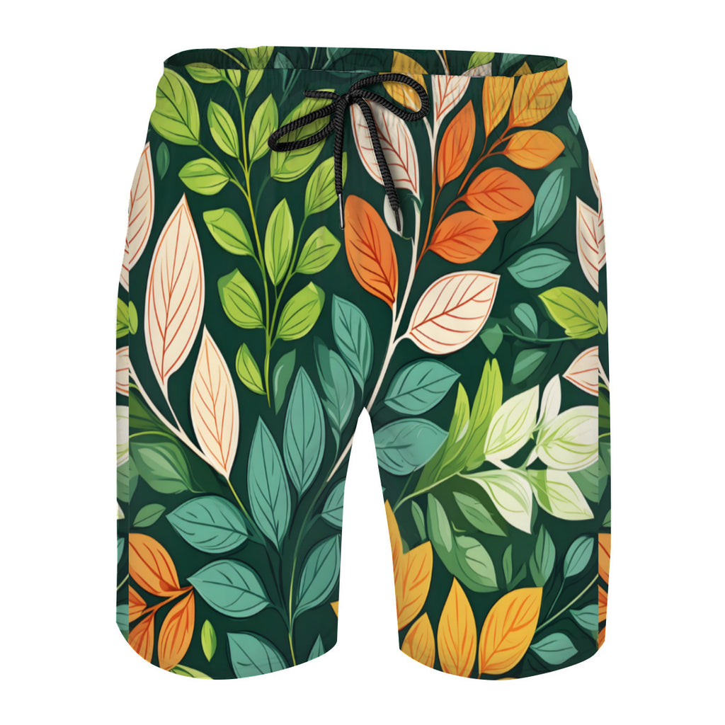 Plant Leaves Men's Beach Shorts (Not Mesh Lined) | Polyester