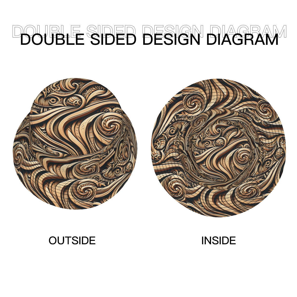 Abstract Wooden Pattern Double-Sided Unisex Polyester Bucket Hat
