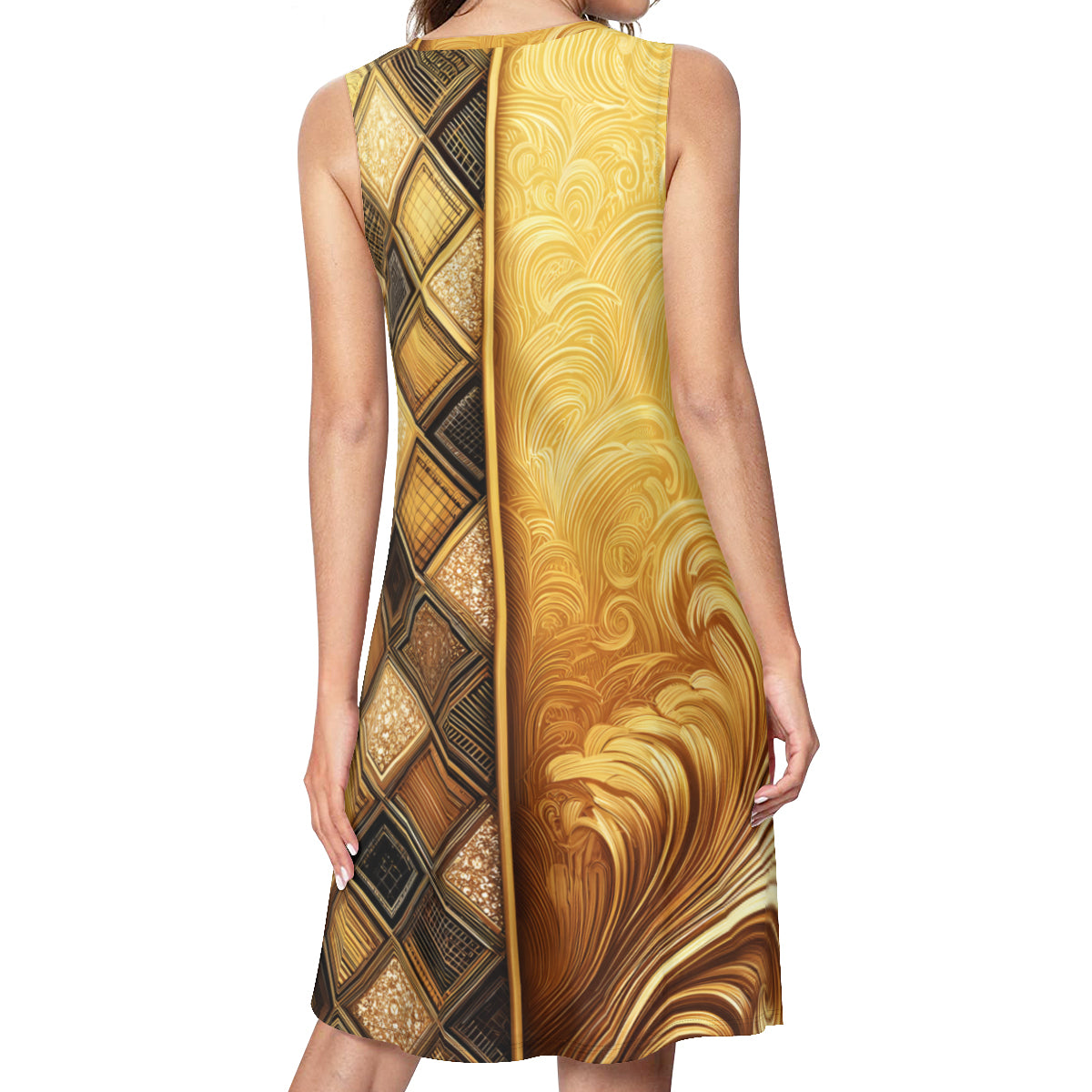 Golden Women's Casual Dress | Polyester