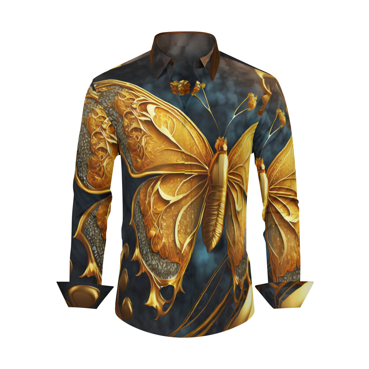 Golden Buterfly Men's Classic Long-Sleeved Shirt | Polyester