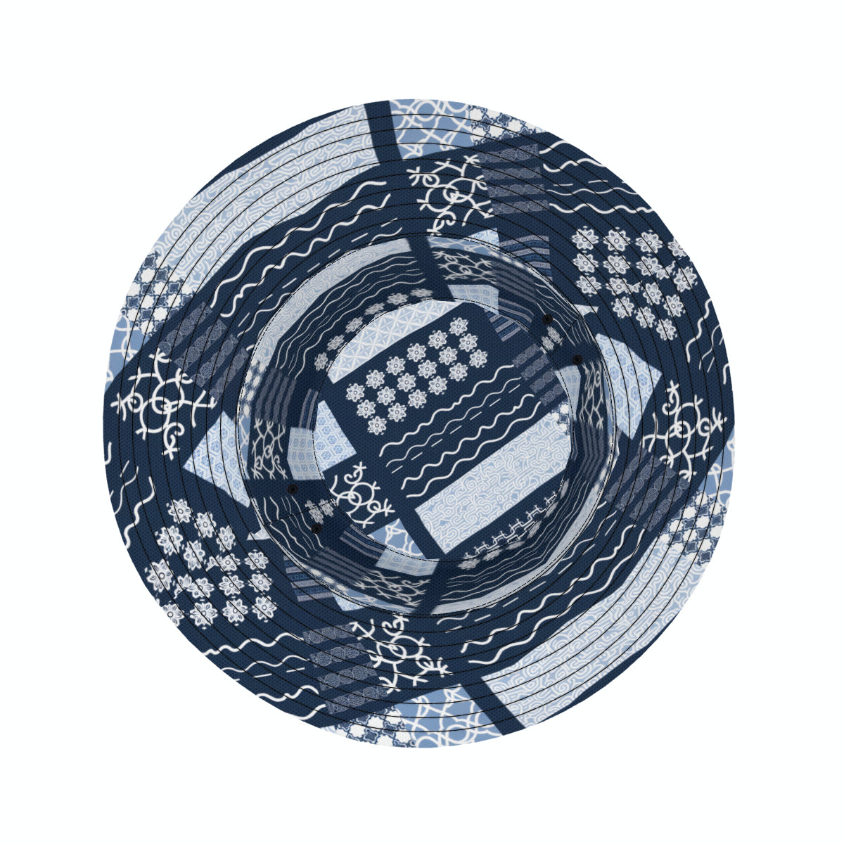 Navy Blue Geometric Shapes Double-Sided Unisex Polyester Bucket Hat
