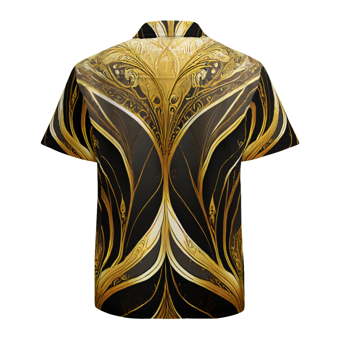 Elegant Black And Gold Short Sleeves Men's Shirt