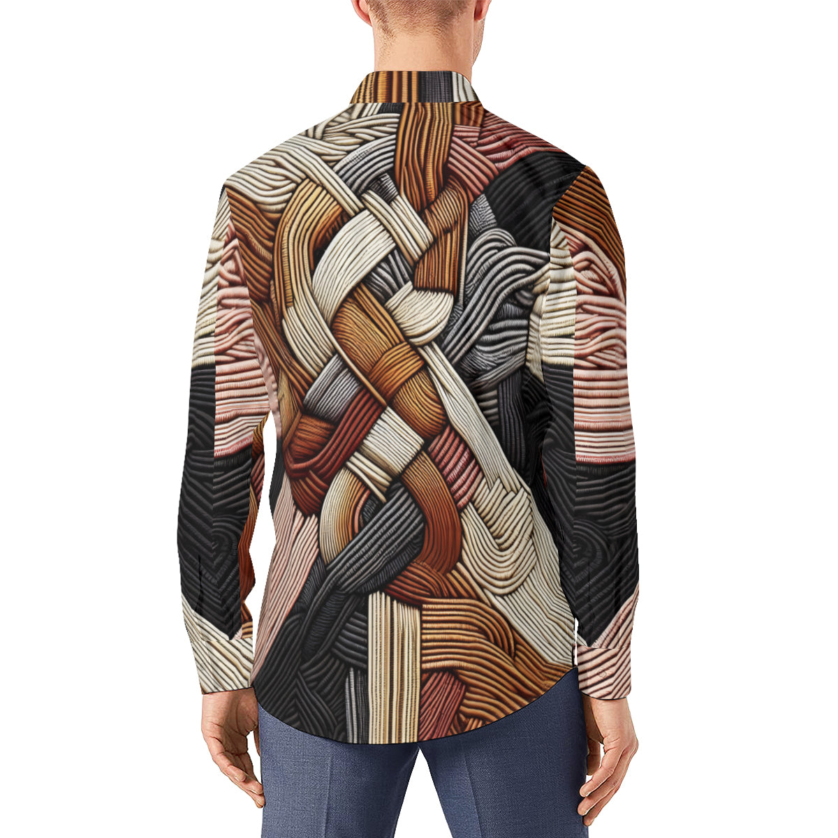 Interwoven Thread Design Long Sleeves Men's Shirt