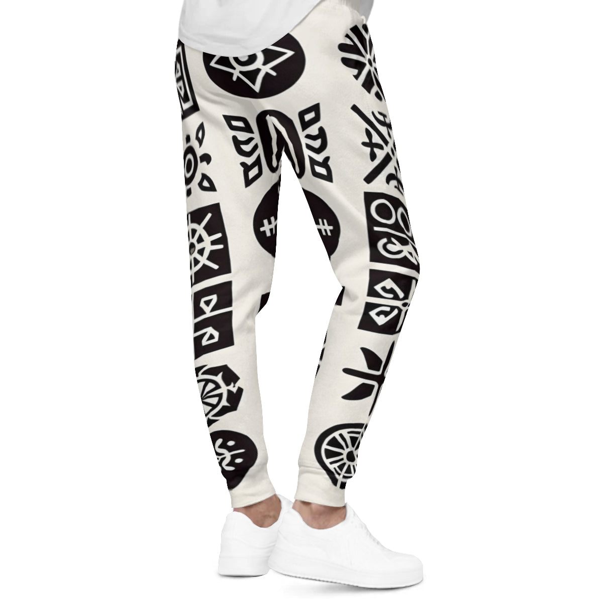 African Motifs Men's Adult Hoodie Set (Double-Layer Hood) | Health Fabric