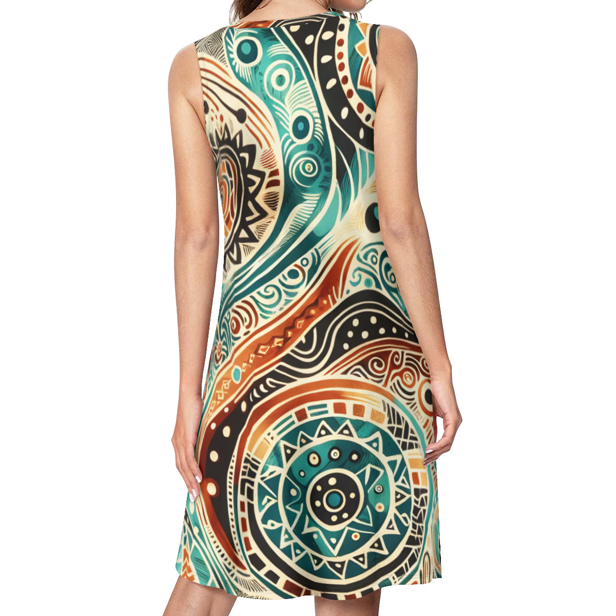 African Abstract Motifs Design Women's Casual Dress | Polyester