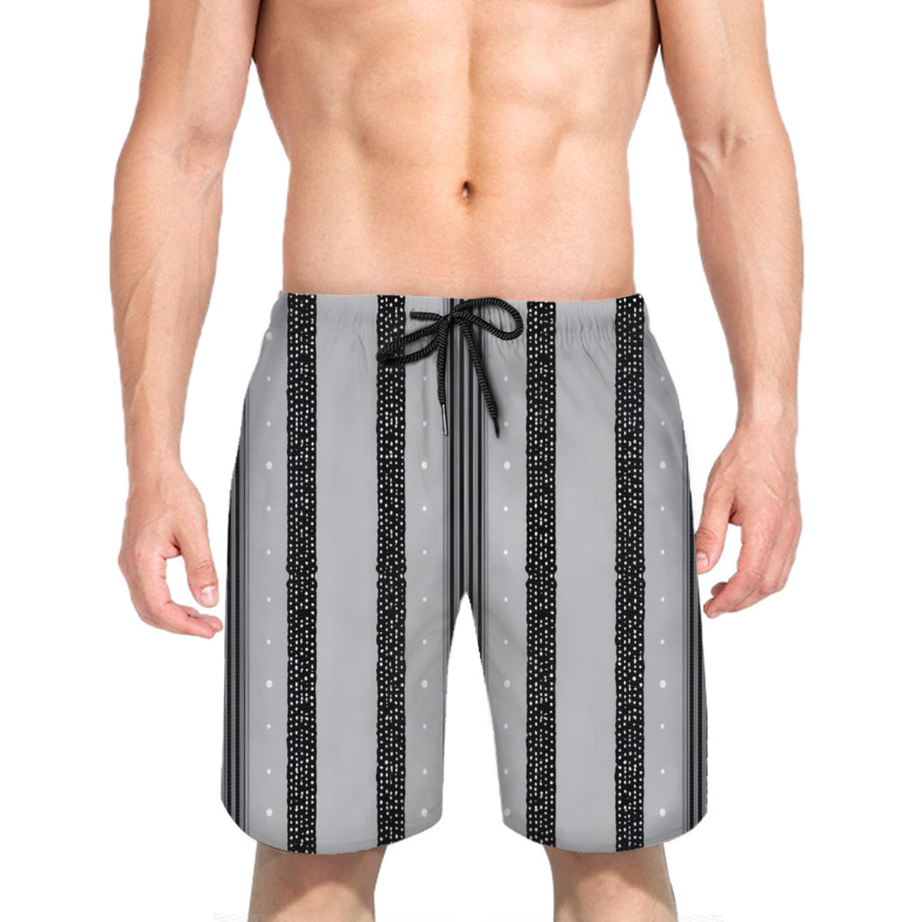 Abstract Stripes Men's Beach Shorts (Not Mesh Lined) | Polyester