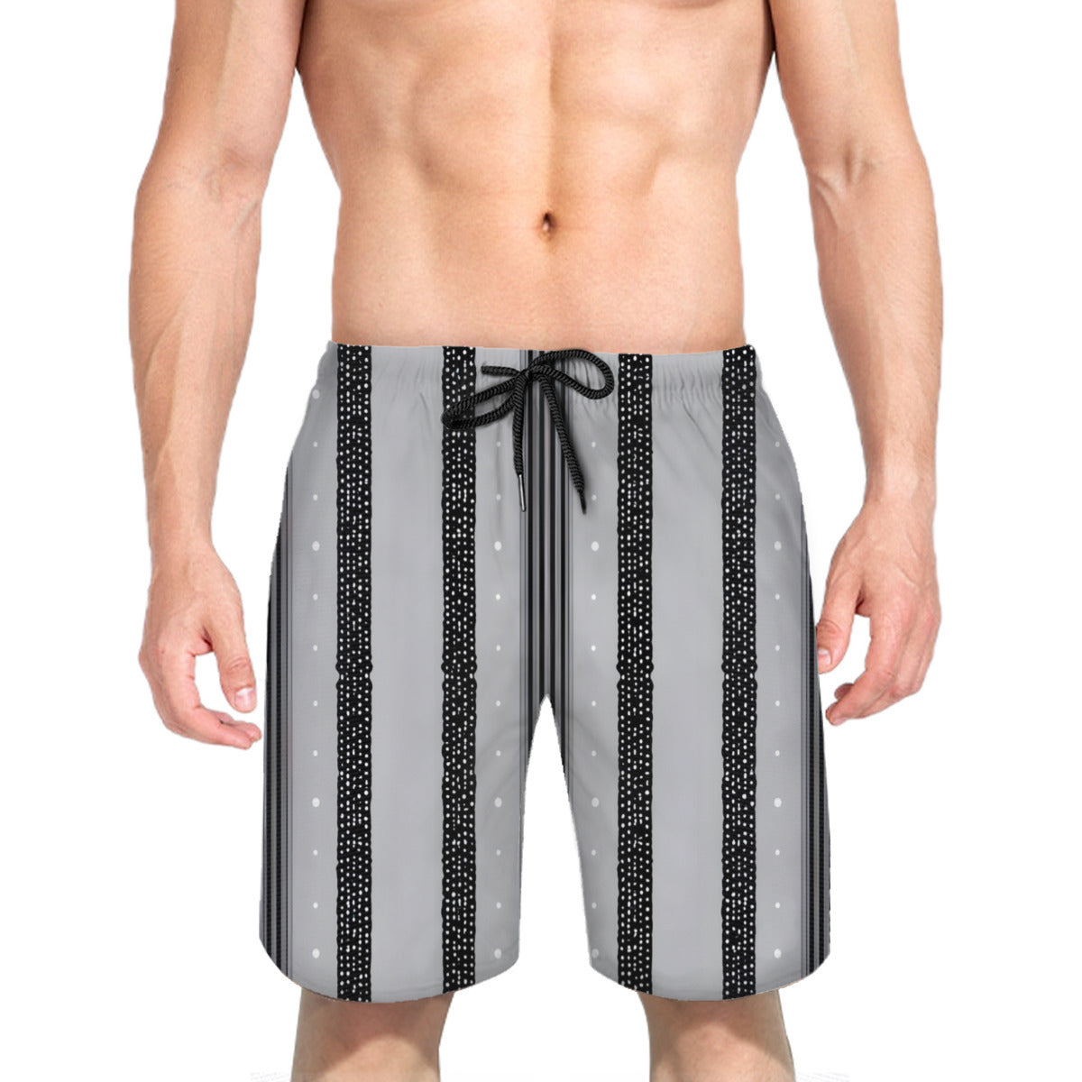 Abstract Stripes Men's Beach Shorts (Not Mesh Lined) | Polyester