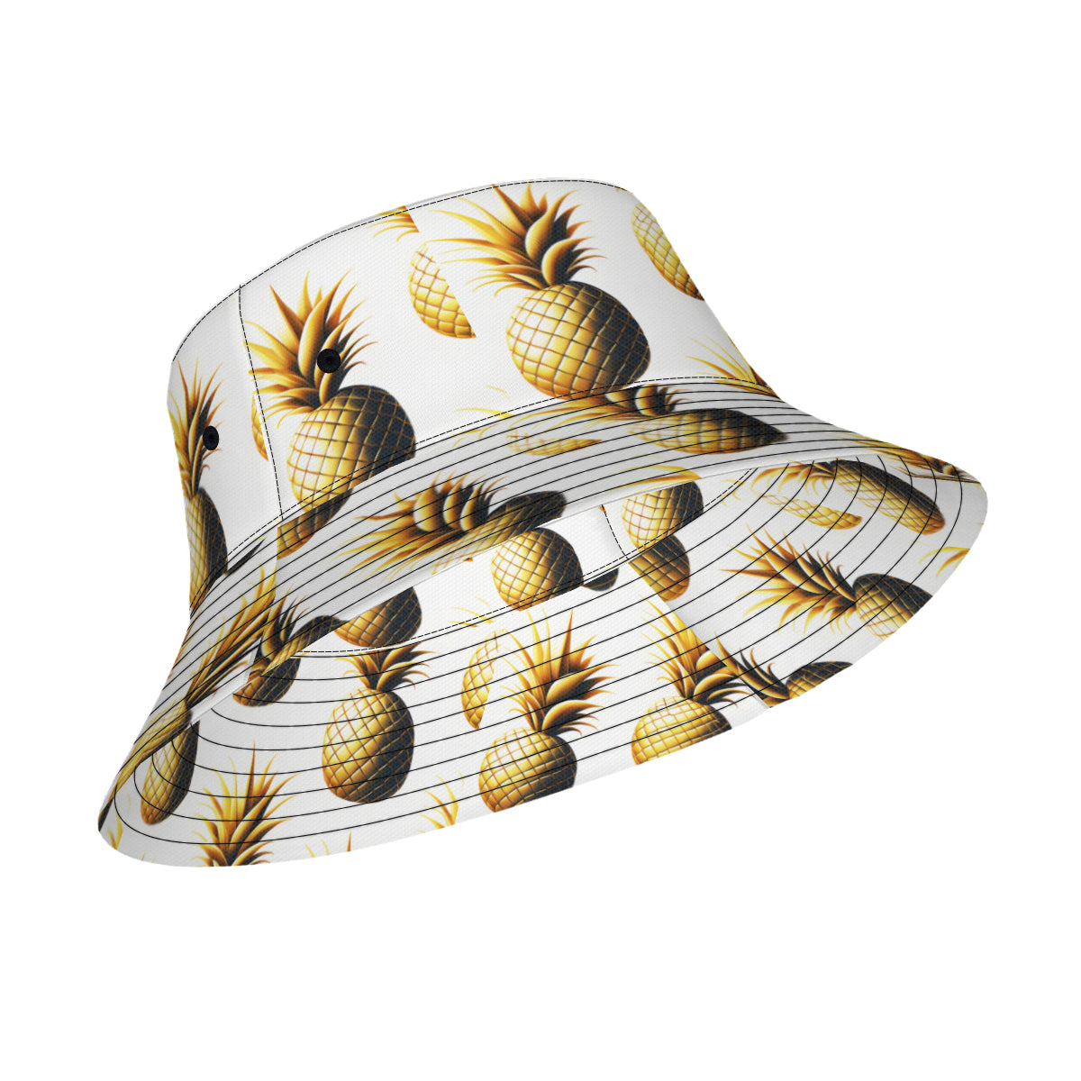Golden Pineapple Double-Sided Unisex Polyester Bucket Hat