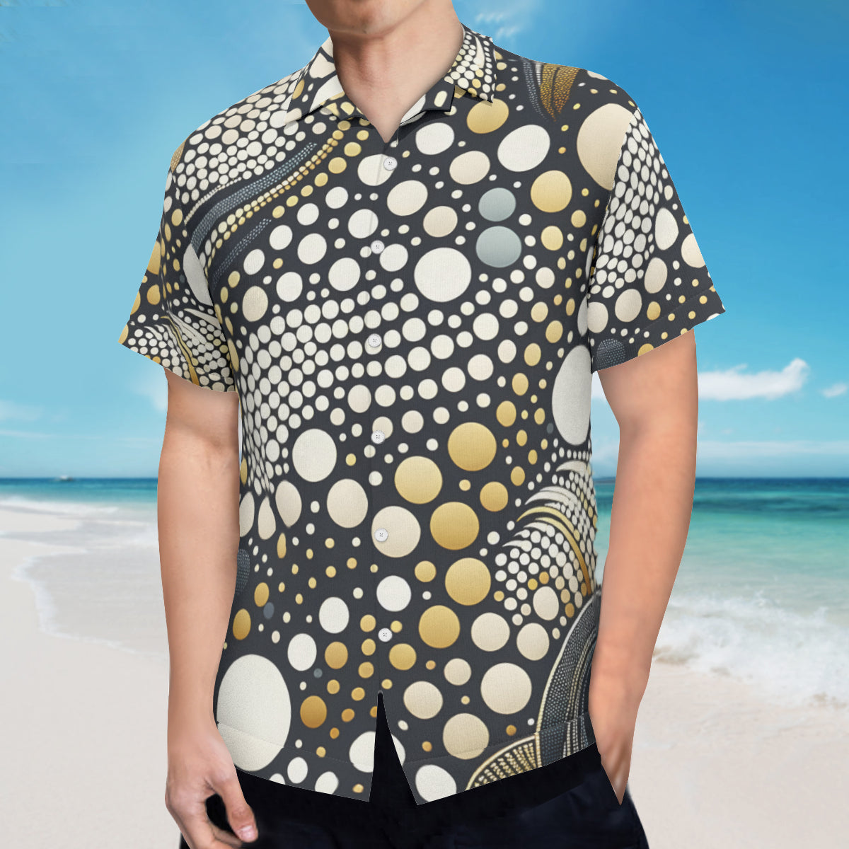 Abstract Dotted Short Sleeves Men's Shirt