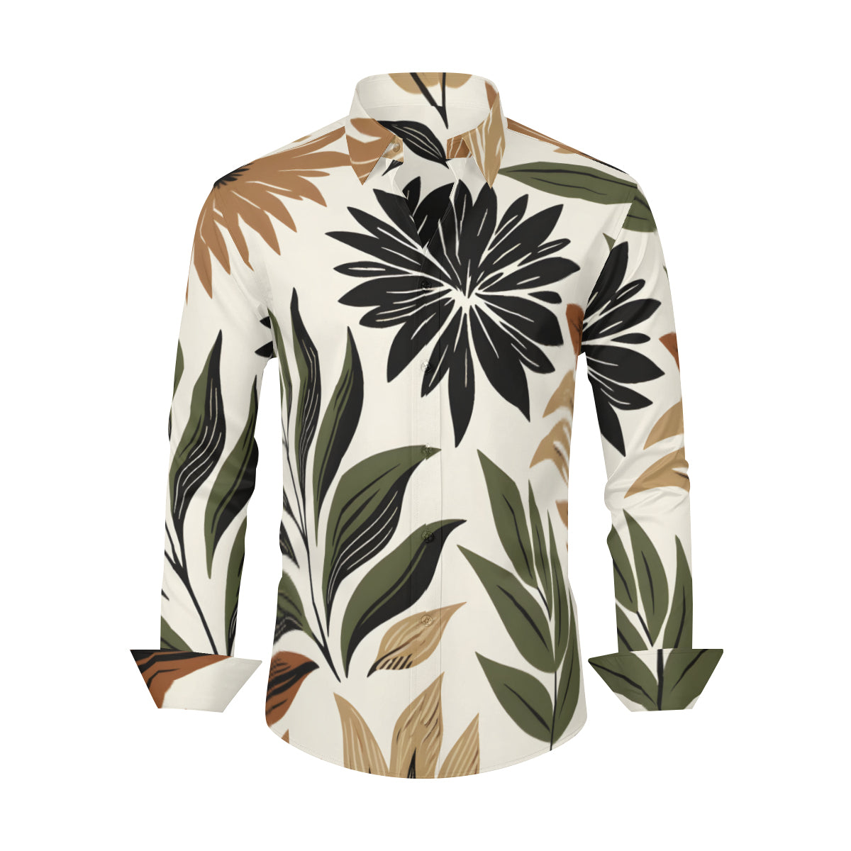 Botanical Leaves Long Sleeves Men's Shirt