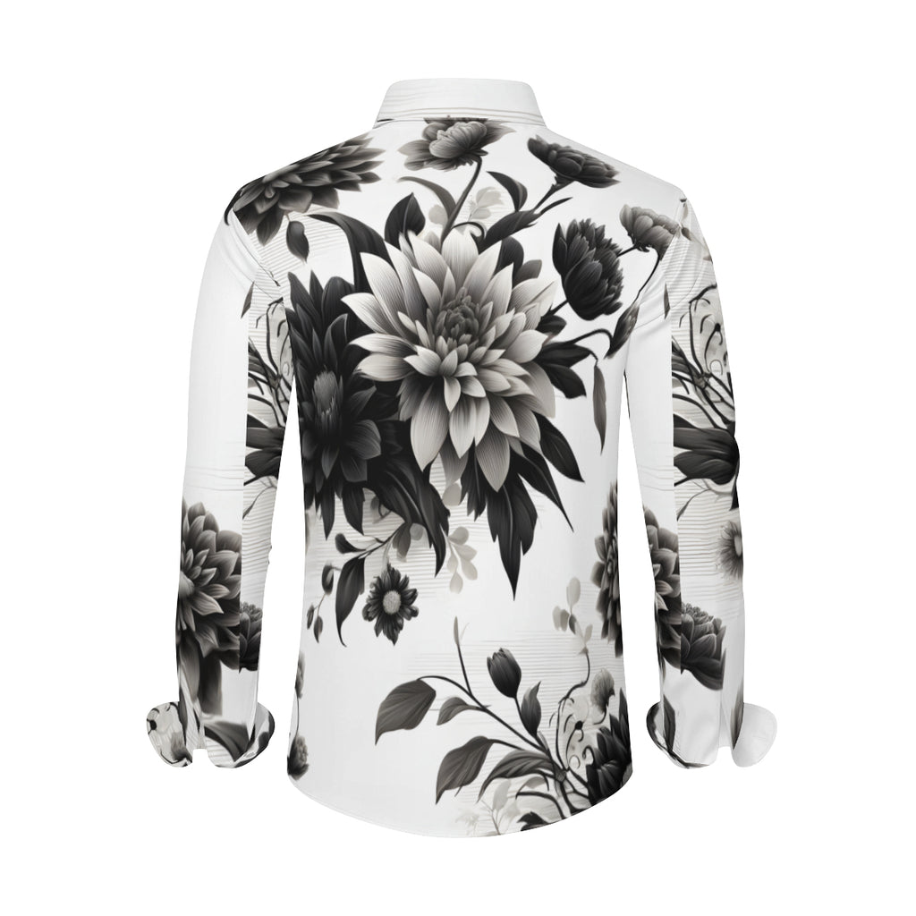 Musical Floral Long Sleeves Men's Shirt