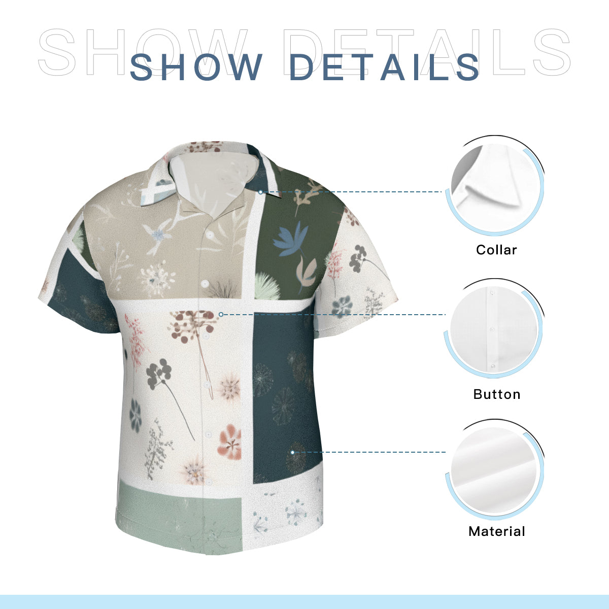 Minimalistic Floral Short Sleeves Men's Shirt