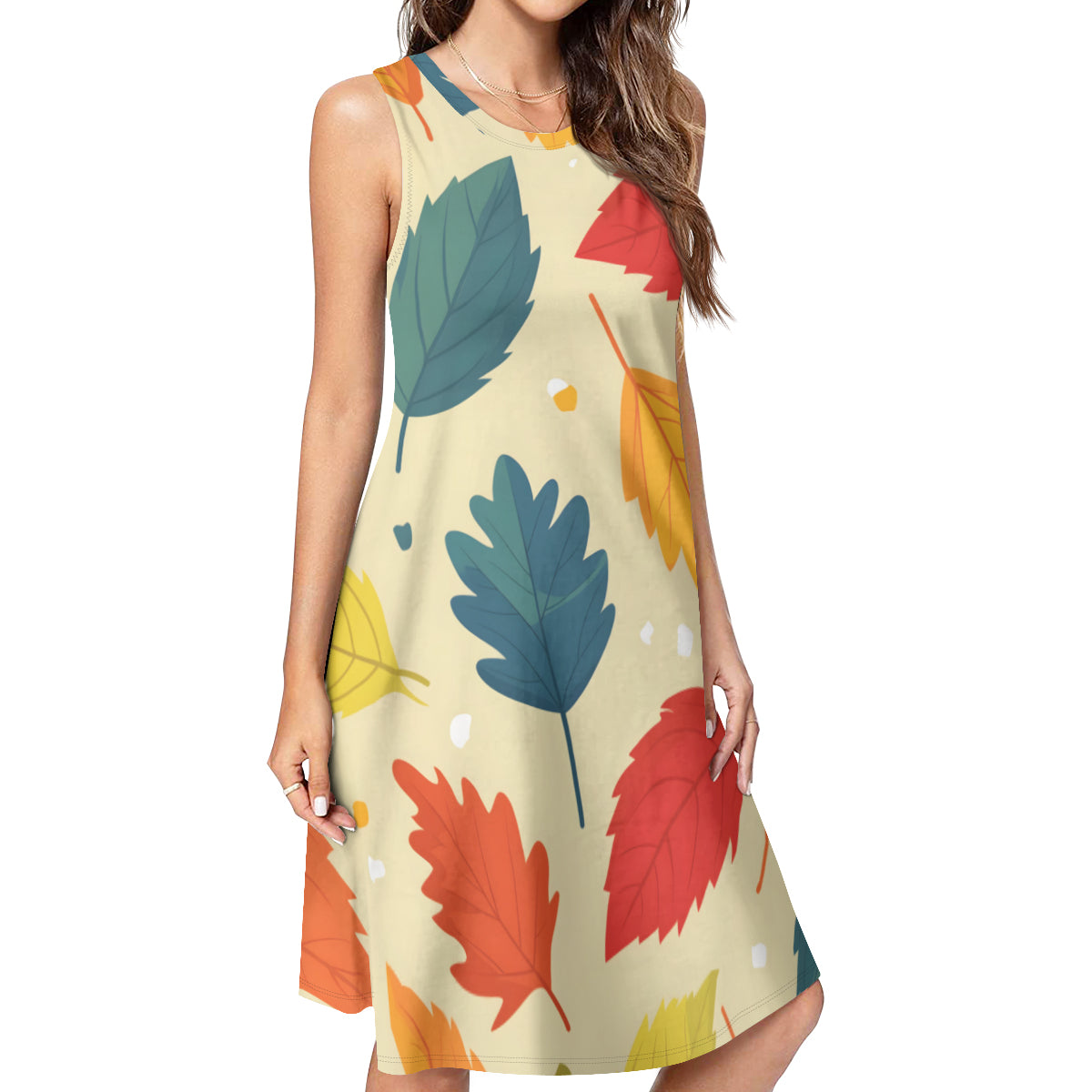 Autumn Pattern Women's Casual Dress | Polyester