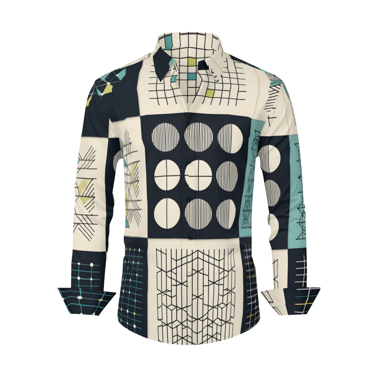Minimalistic Geometric Long Sleeves Men's Shirt