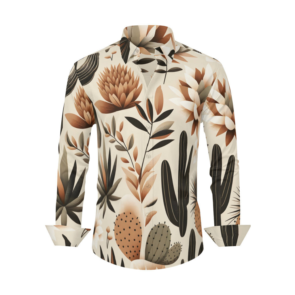 Minimalistic Floral Long Sleeves Men's Shirt