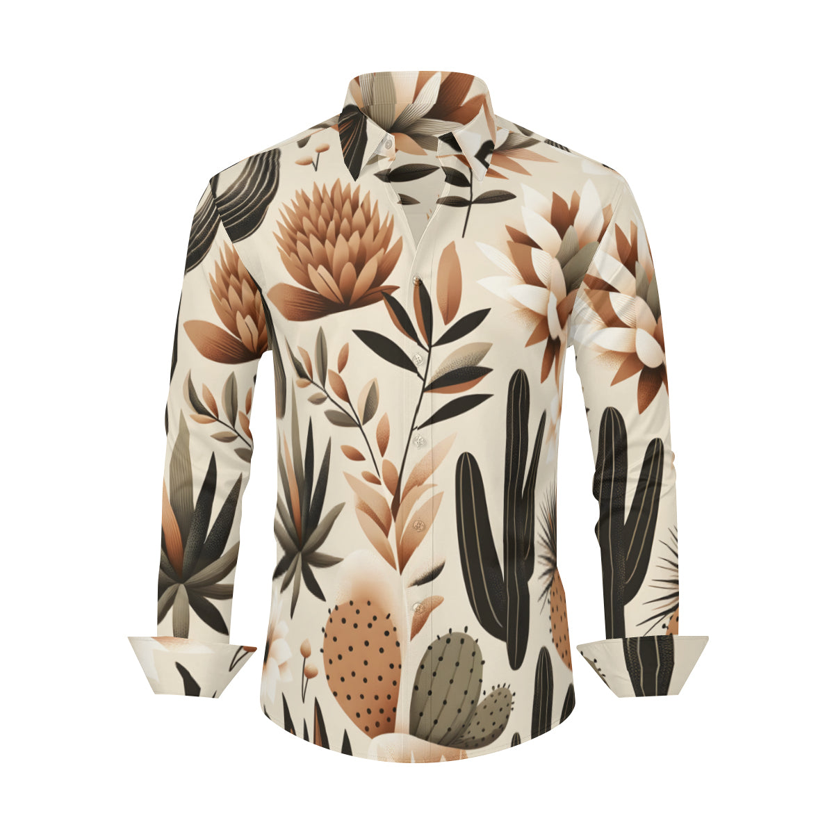 Minimalistic Floral Long Sleeves Men's Shirt