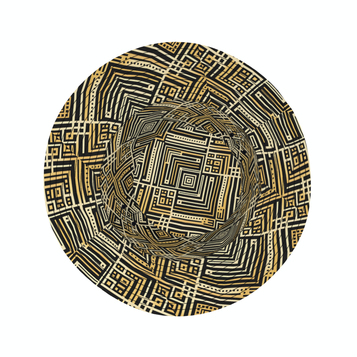 Golden Geometric Shapes Double-Sided Unisex Polyester Bucket Hat