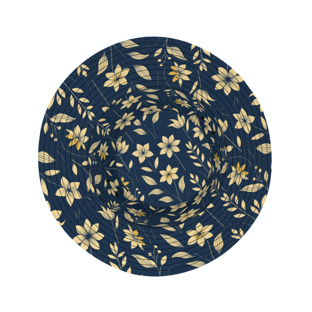 Golden Floral Double-Sided Unisex Polyester Bucket Hat