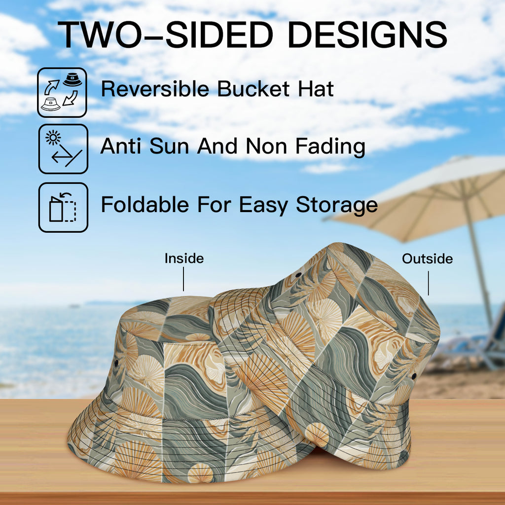 Minimalistic Tropical Double-Sided Unisex Polyester Bucket Hat