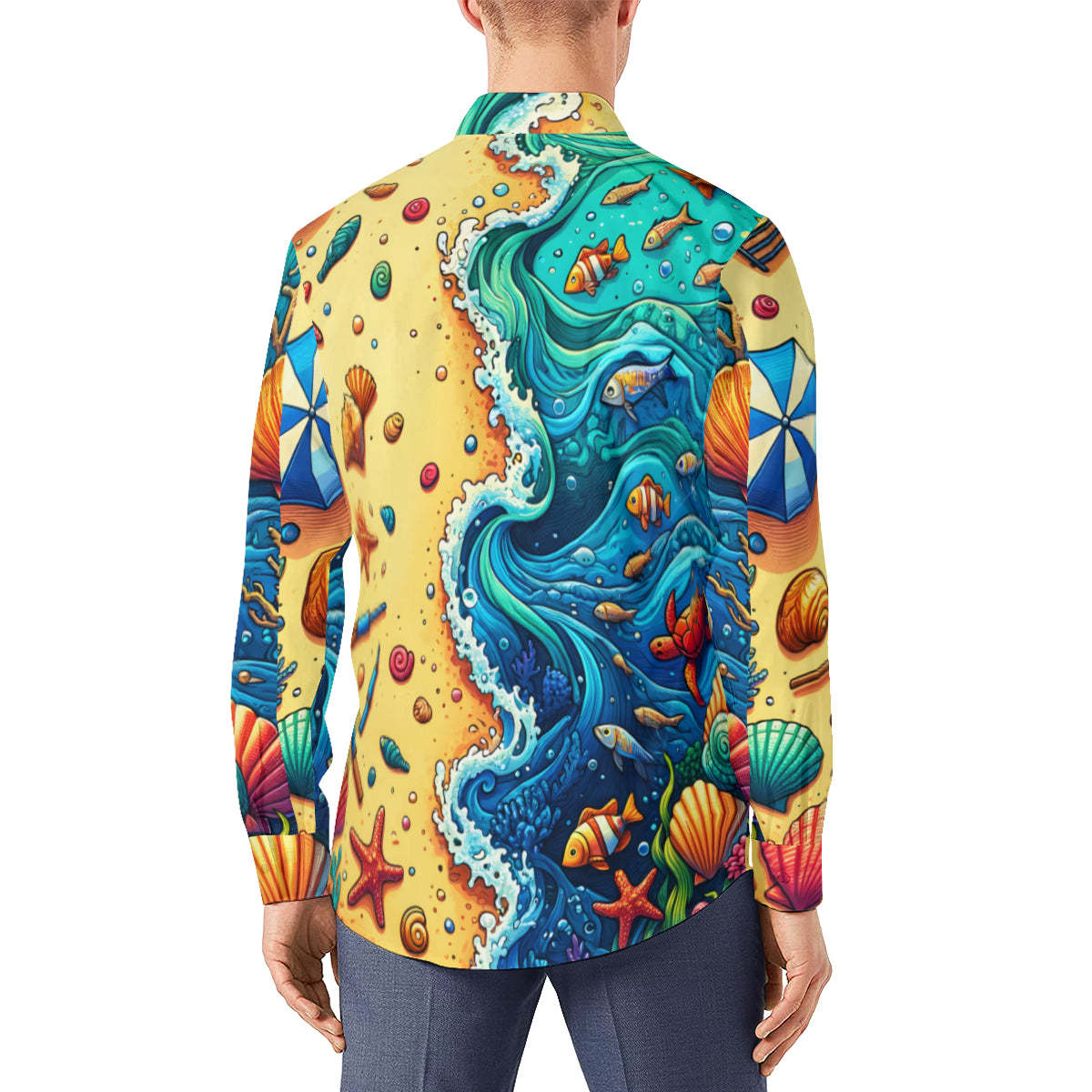 Beach And Ocean Long Sleeves Men's Shirt