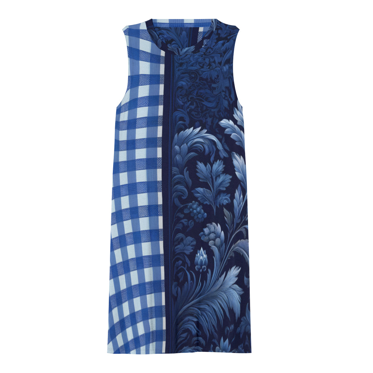 Blue Check Women's Casual Dress | Polyester