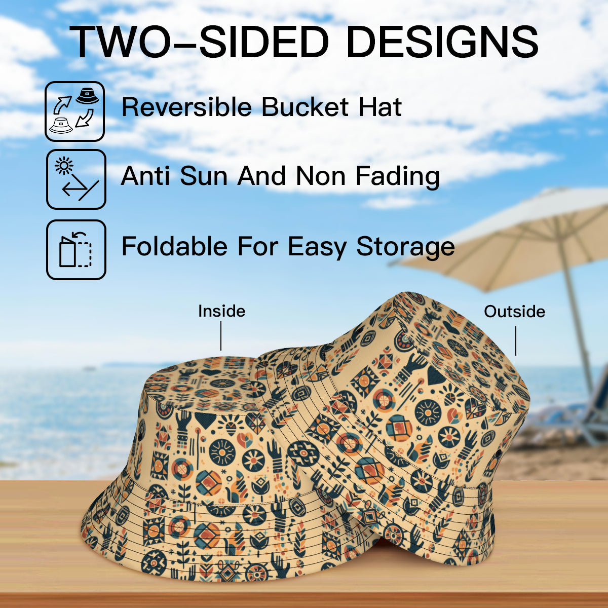 Abstract African Double-Sided Unisex Polyester Bucket Hat