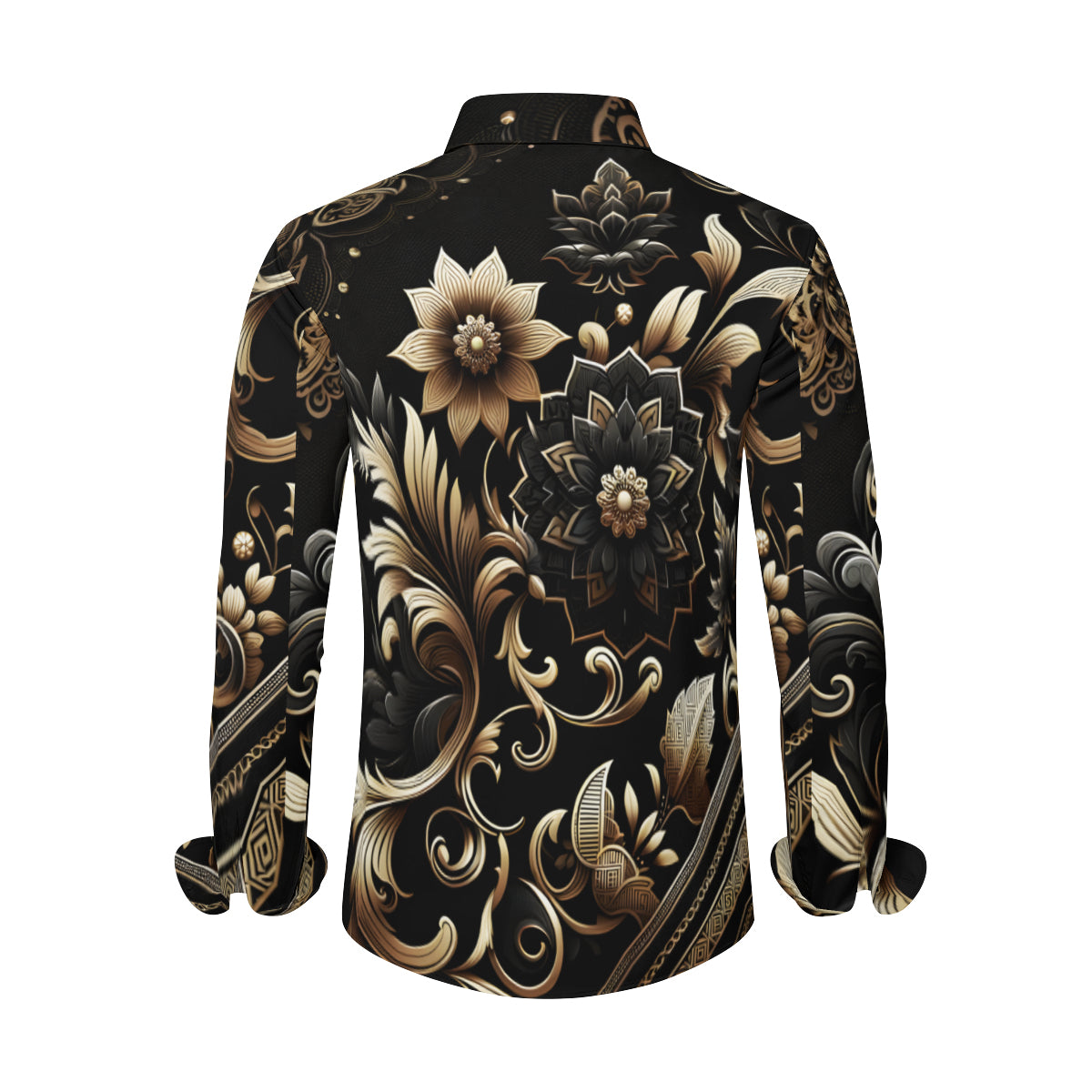 Black Floral Long Sleeves Men's Shirt