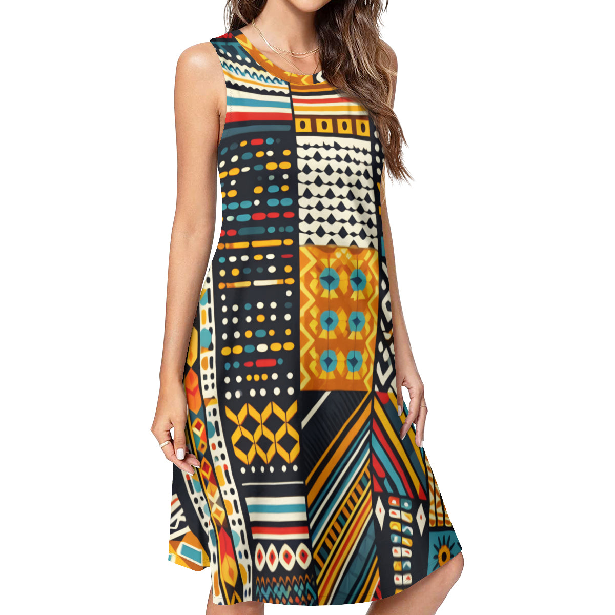 African Motifs Women's Casual Dress | Polyester