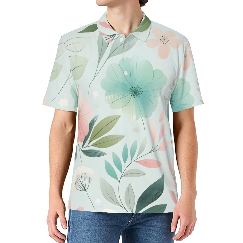 Minimalistic Floral Men's Premium European Size POLO Shirt | 95% Polyester+5% Spandex